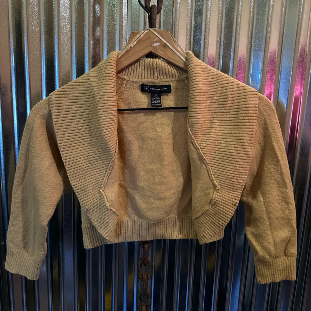 INC International Concepts Beige Ribbed Cardigan